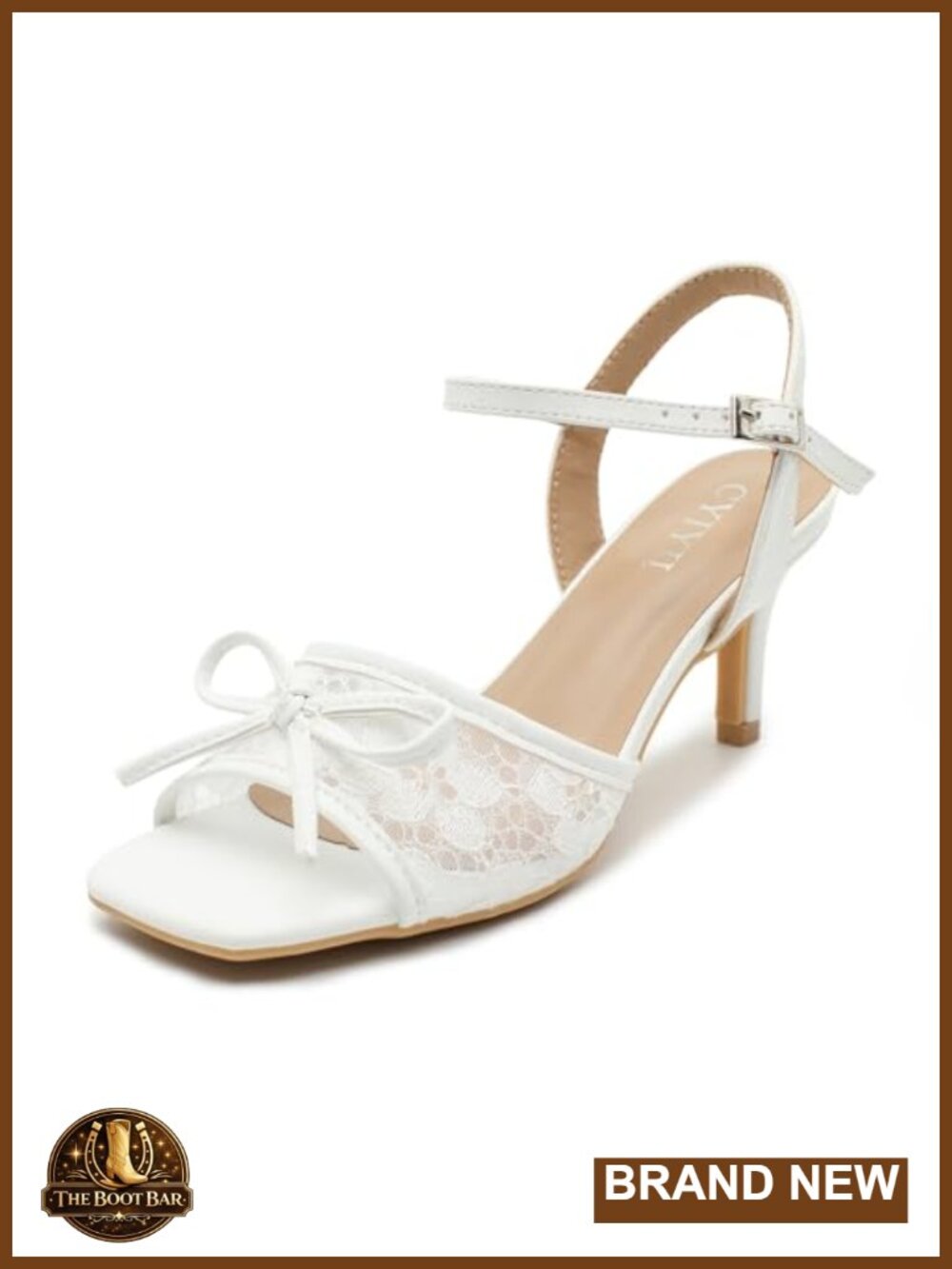 Faux Leather Lace Bow Kitten Heel Sandals Open Toe Wedding Guest Shoes